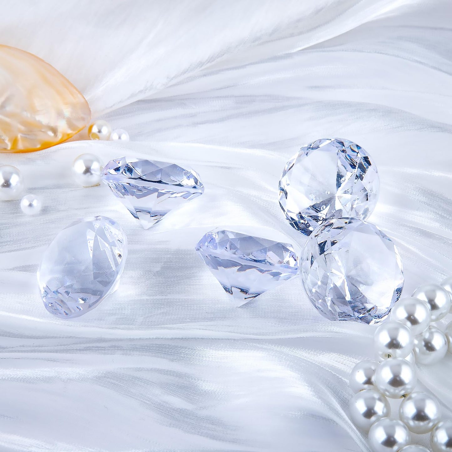 Niceup 26pcs Clear Acrylic Diamonds – 1.57in Gem Toys for Kids, Party Decor & Pool Fun