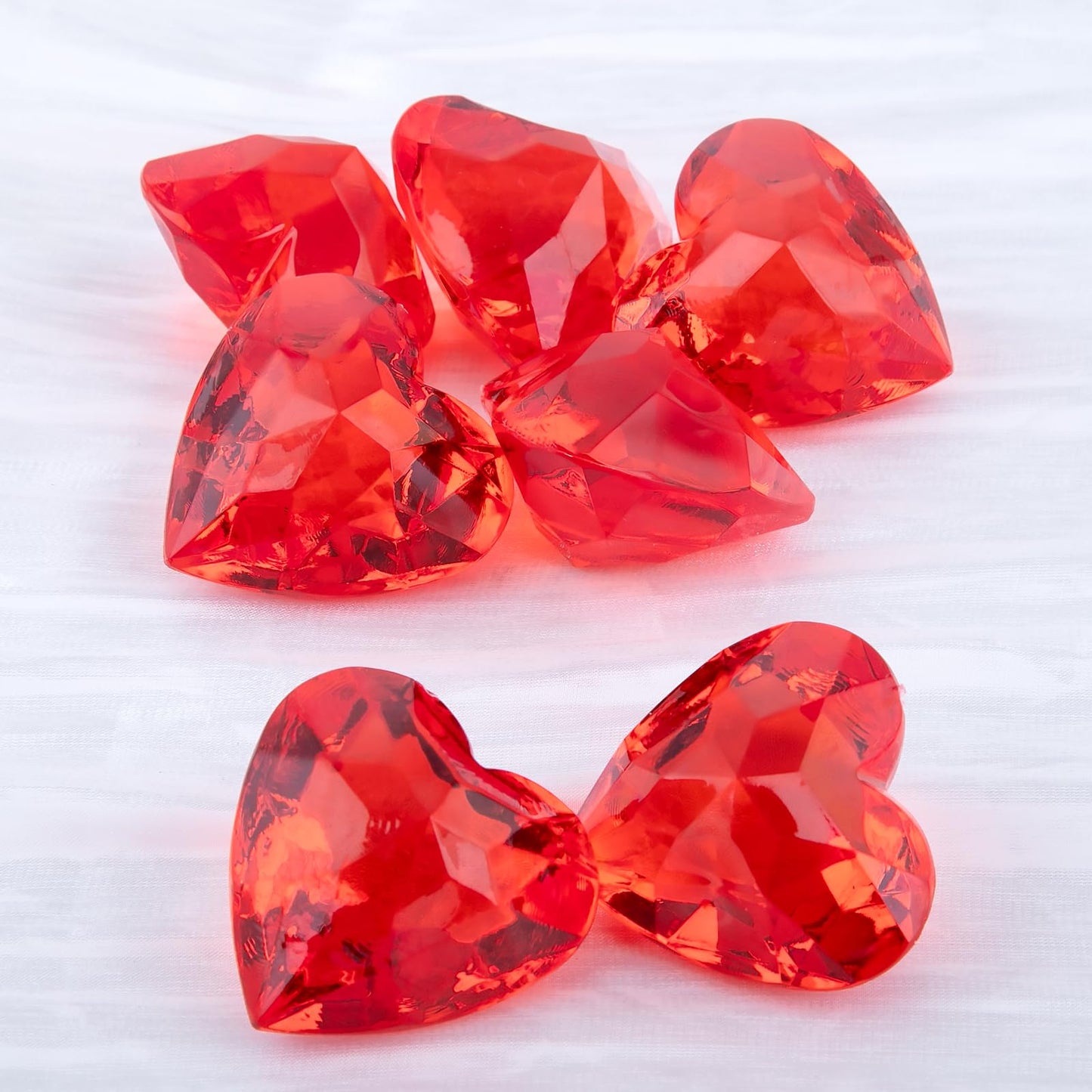 Niceup 30pcs Heart Gemstones – 1.57in Acrylic Heart Diamonds for Pool Toys & Mermaid Treasure Hunts