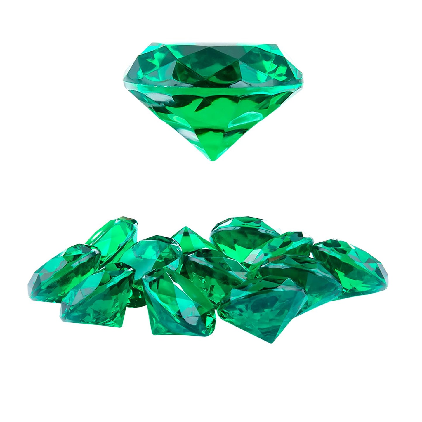 Niceup 26PCS Fake Emeralds: Green Gemstones, 1.57in Acrylic Pool Toys & Party Decor