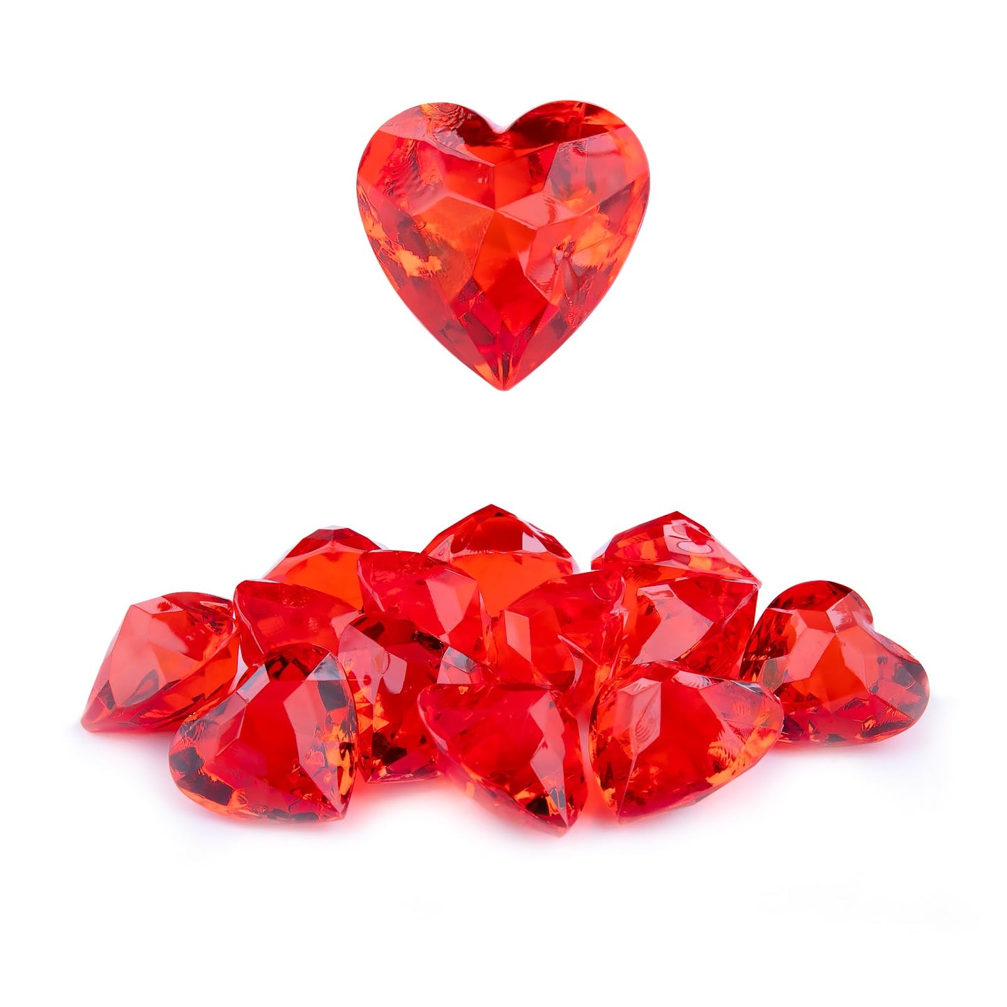 Niceup 30pcs Heart Gemstones – 1.57in Acrylic Heart Diamonds for Pool Toys & Mermaid Treasure Hunts