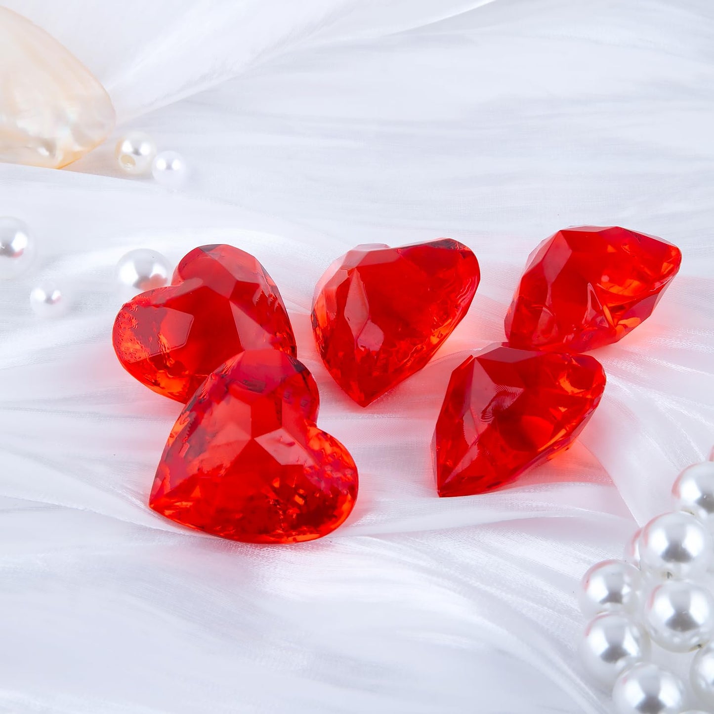 Niceup 30pcs Heart Gemstones – 1.57in Acrylic Heart Diamonds for Pool Toys & Mermaid Treasure Hunts