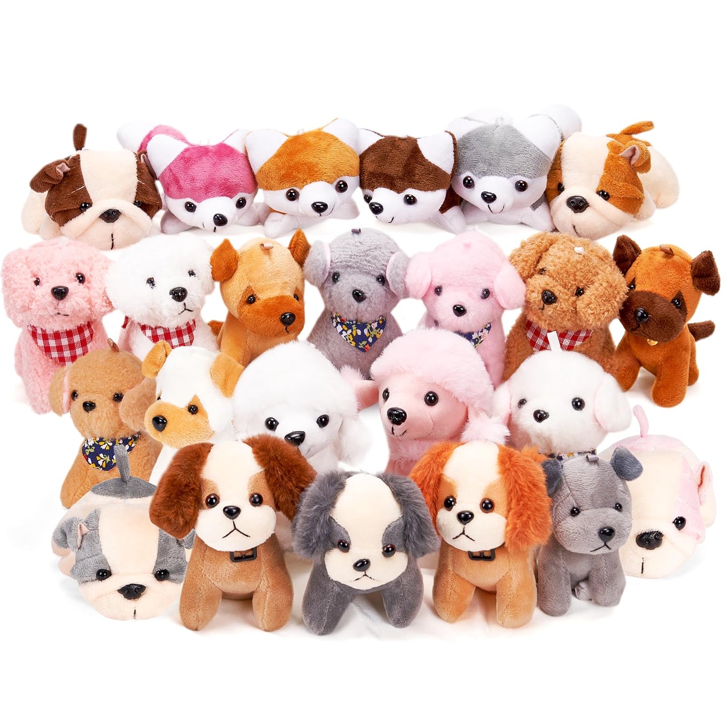 Niceup 24Pcs Small Dog Plush Toys – Classroom Party Favors & Stocking Stuffers