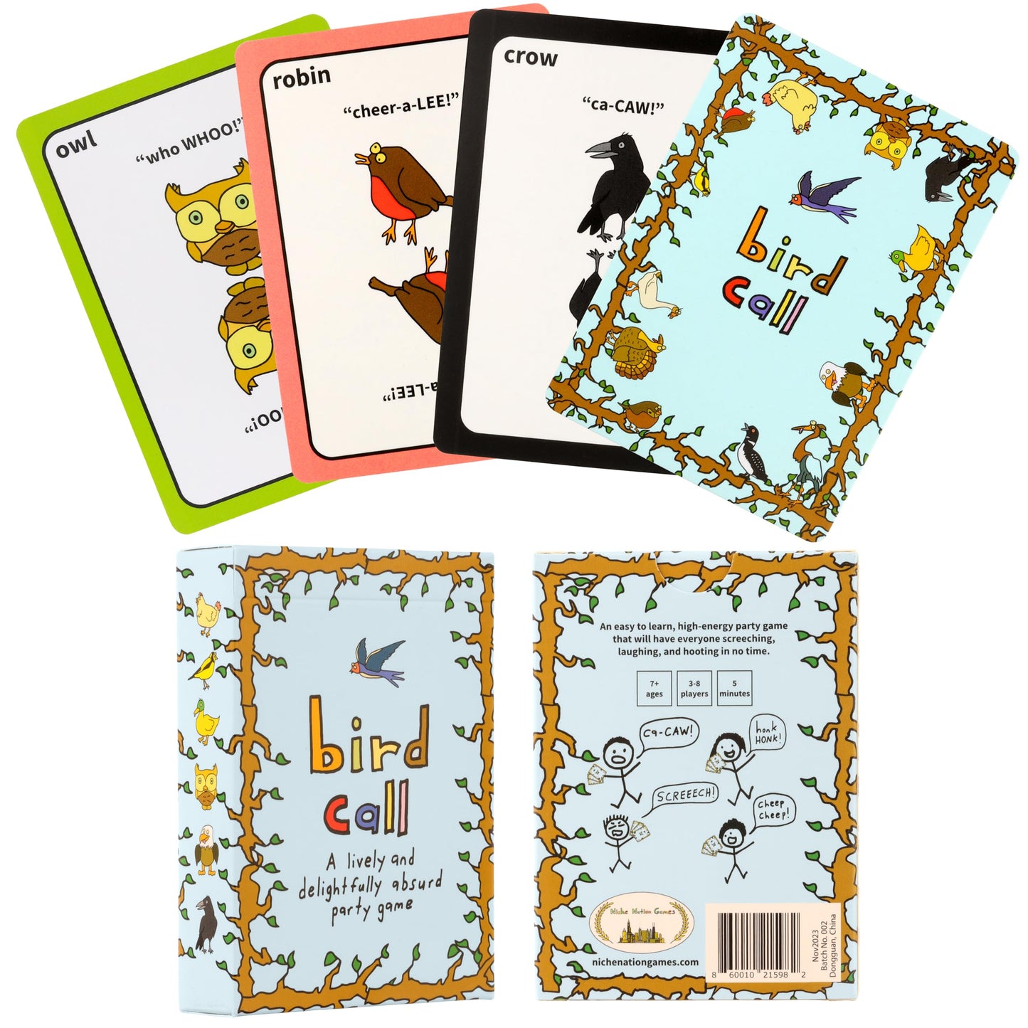 Bird Call by Niche Nation Games — Lively 5-Minute Party Card Game for 3-8 Players
