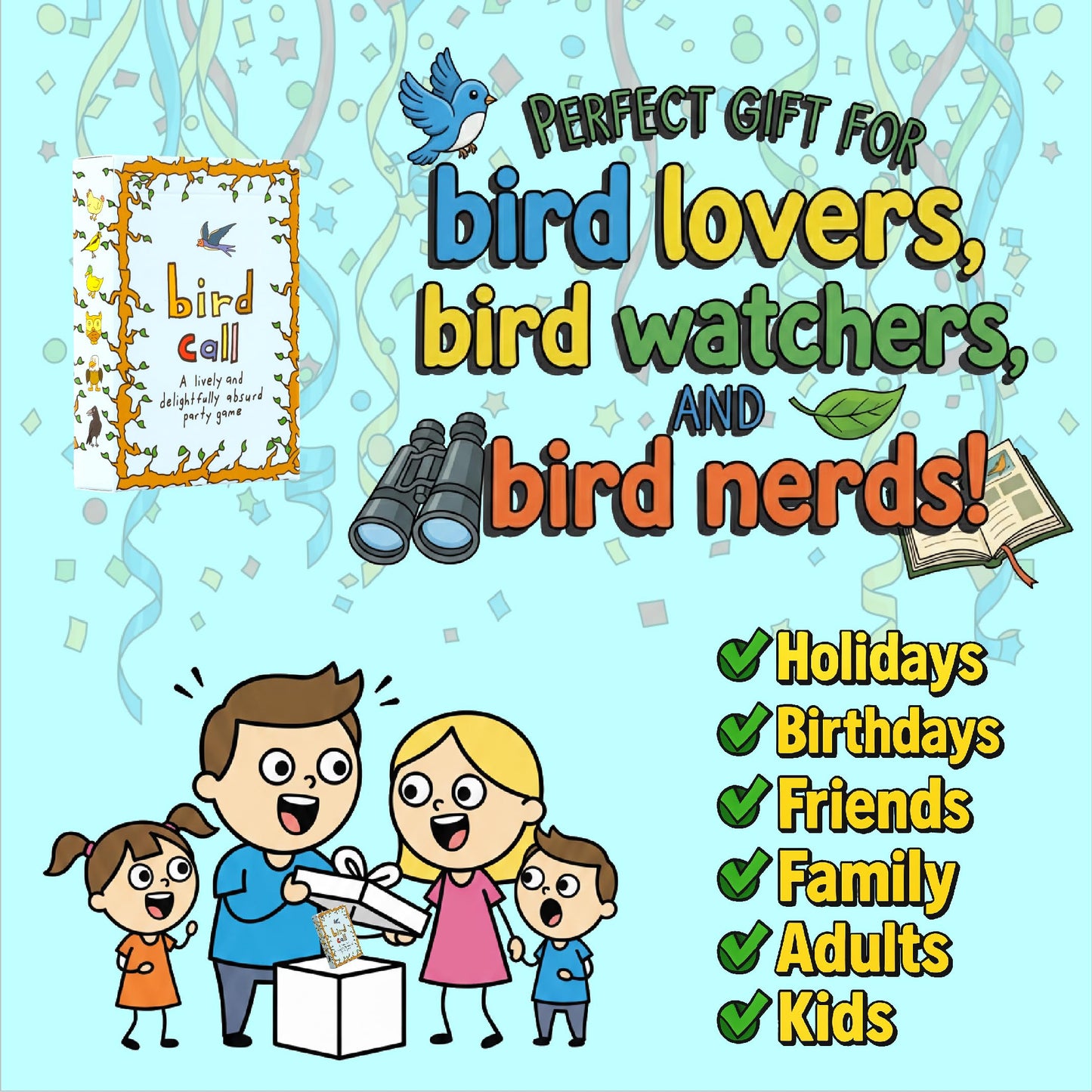 Bird Call by Niche Nation Games — Lively 5-Minute Party Card Game for 3-8 Players