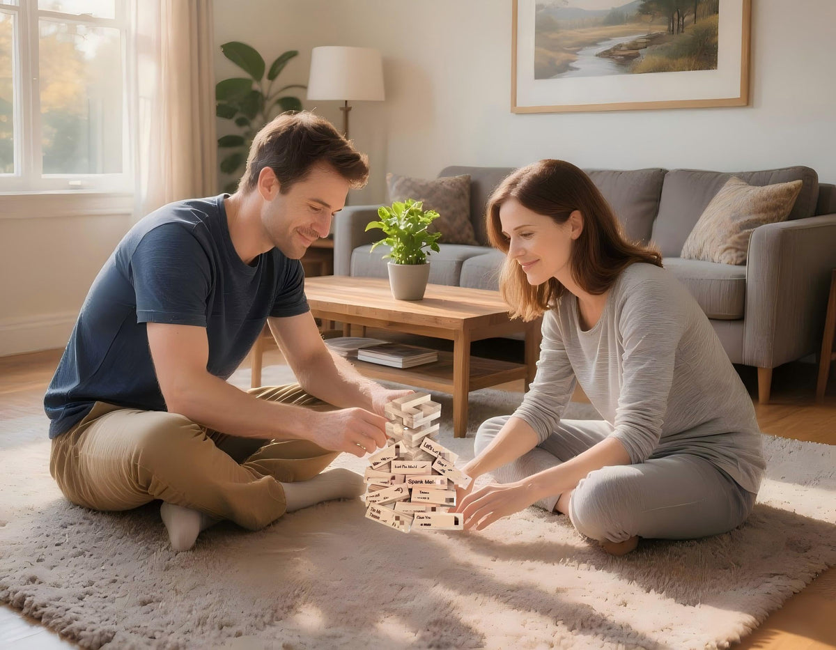 nichety 48 pcs Tower Games | Wooden Couple's Date Night Stacking Blocks for Romantic Activities