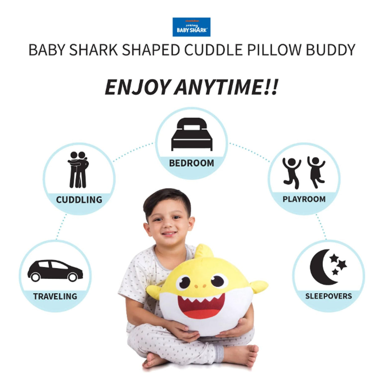Nickelodeon Baby Shark Plush Cuddle Pillow Buddy - 15-Inch Yellow