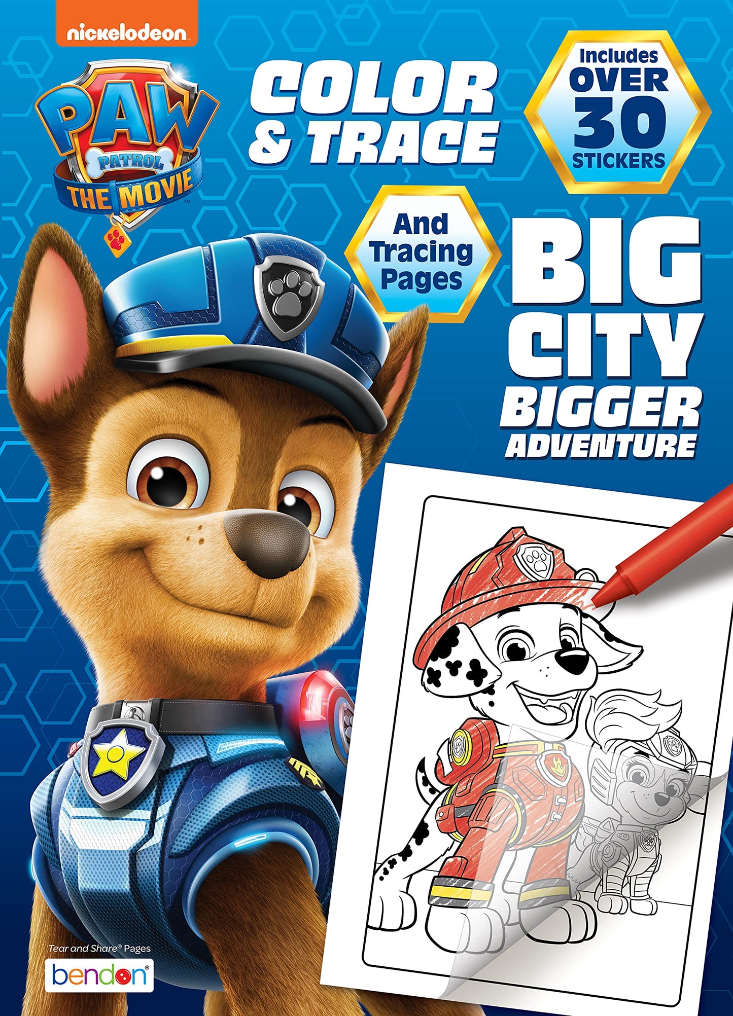 PAW Patrol Color & Trace Book – 48 Pages, 8 Tracing Sheets & Stickers (Nickelodeon Licensed) | Bendon 51122