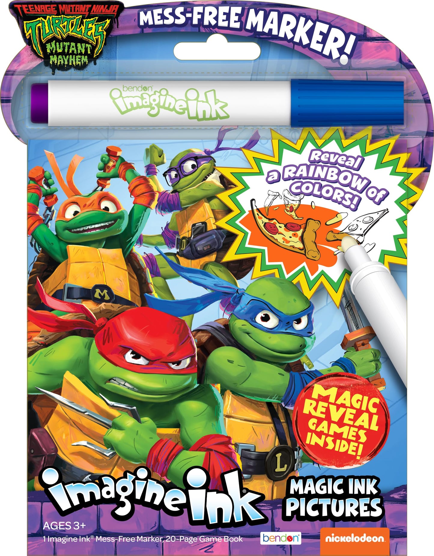 TMNT Imagine Ink Coloring Pad – 20 Pages, Mess-Free Marker | Nickelodeon Bendon