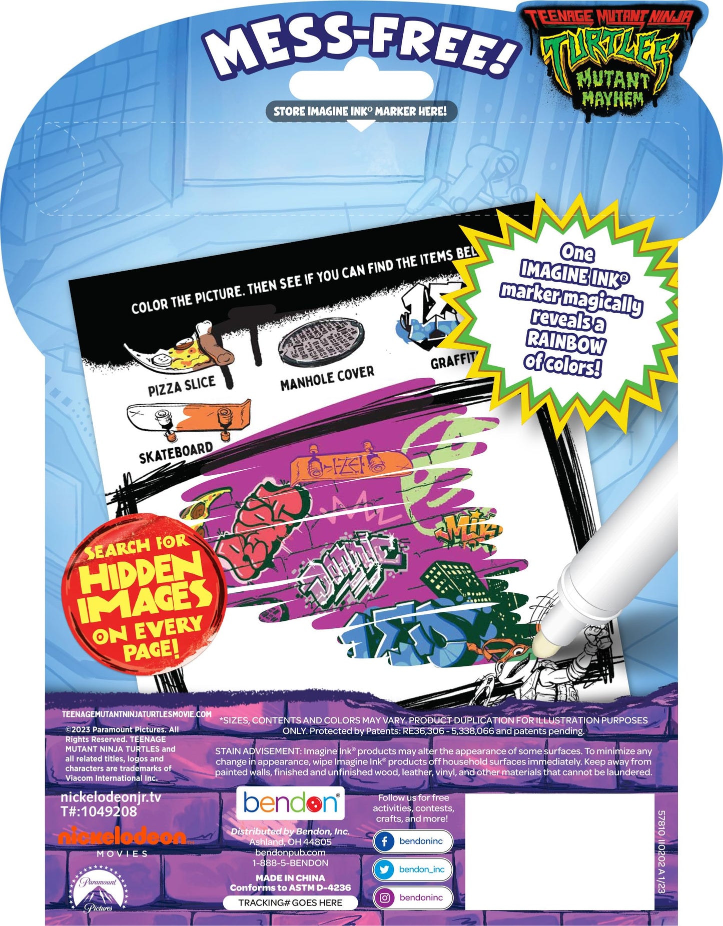 TMNT Imagine Ink Coloring Pad – 20 Pages, Mess-Free Marker | Nickelodeon Bendon