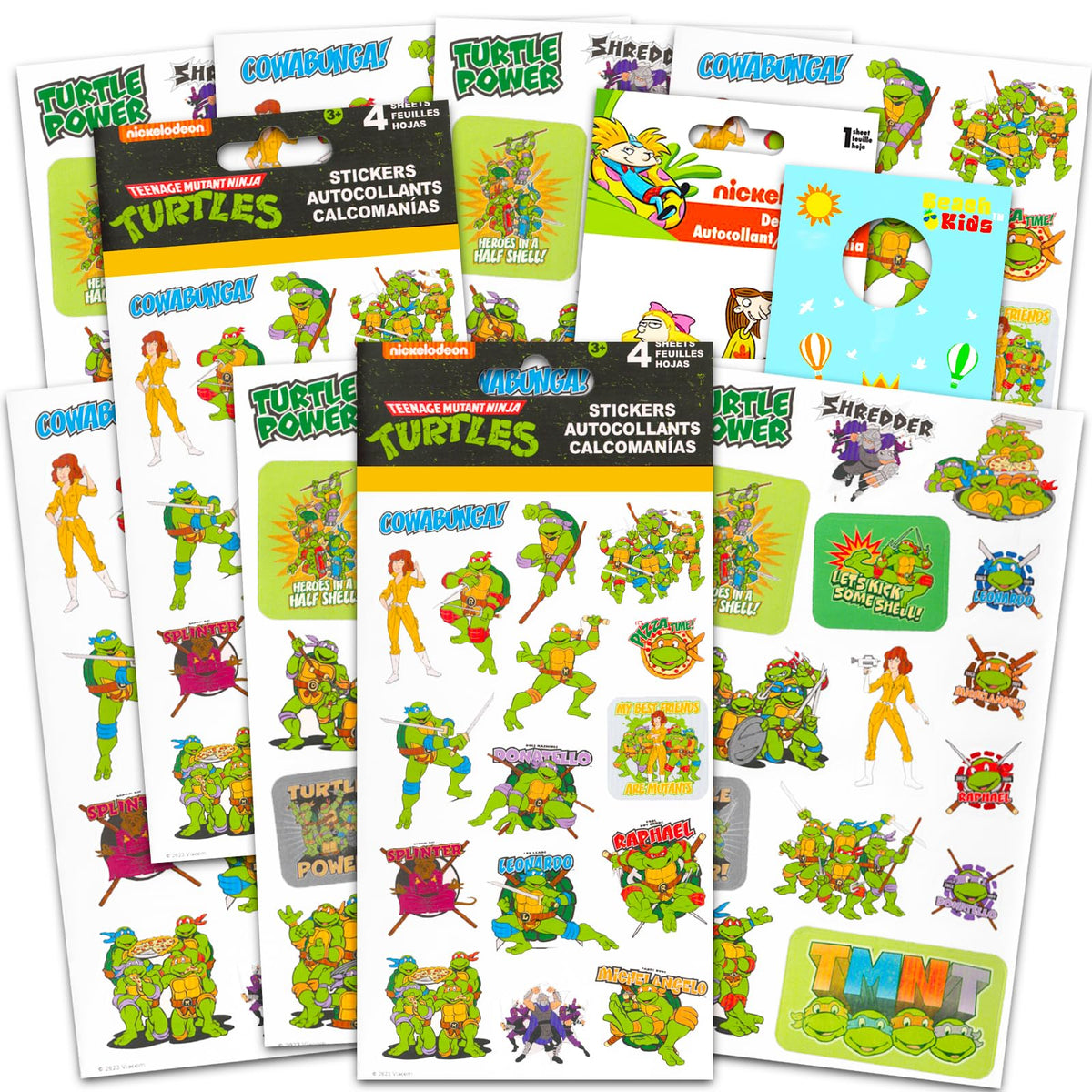 Nickelodeon Teenage Mutant Ninja Turtles Stickers Party Favors Set — 120 TMNT Stickers + Bonus Items
