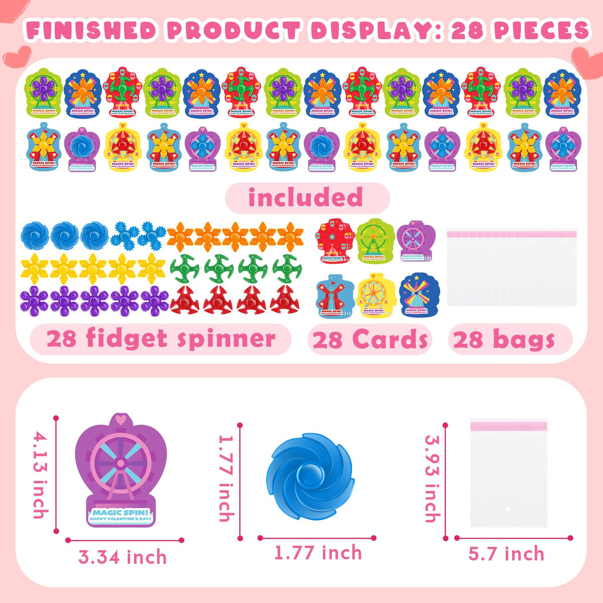 Nicknack 28pcs Fidget Spinner Valentine Gift Set for Kids