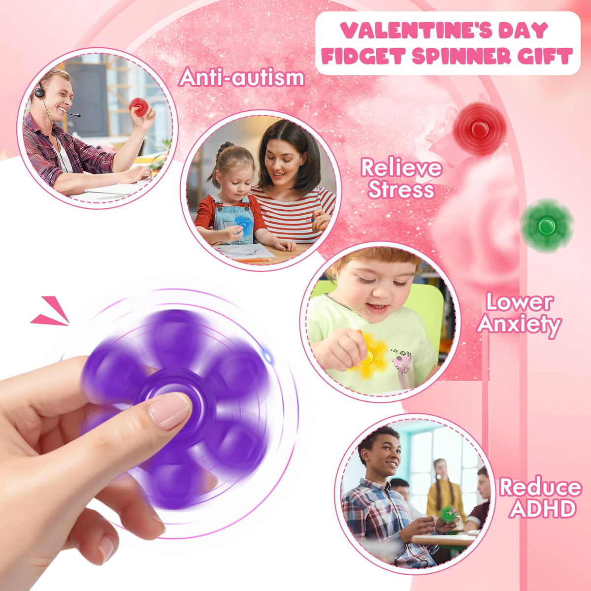 Nicknack 28pcs Fidget Spinner Valentine Gift Set for Kids