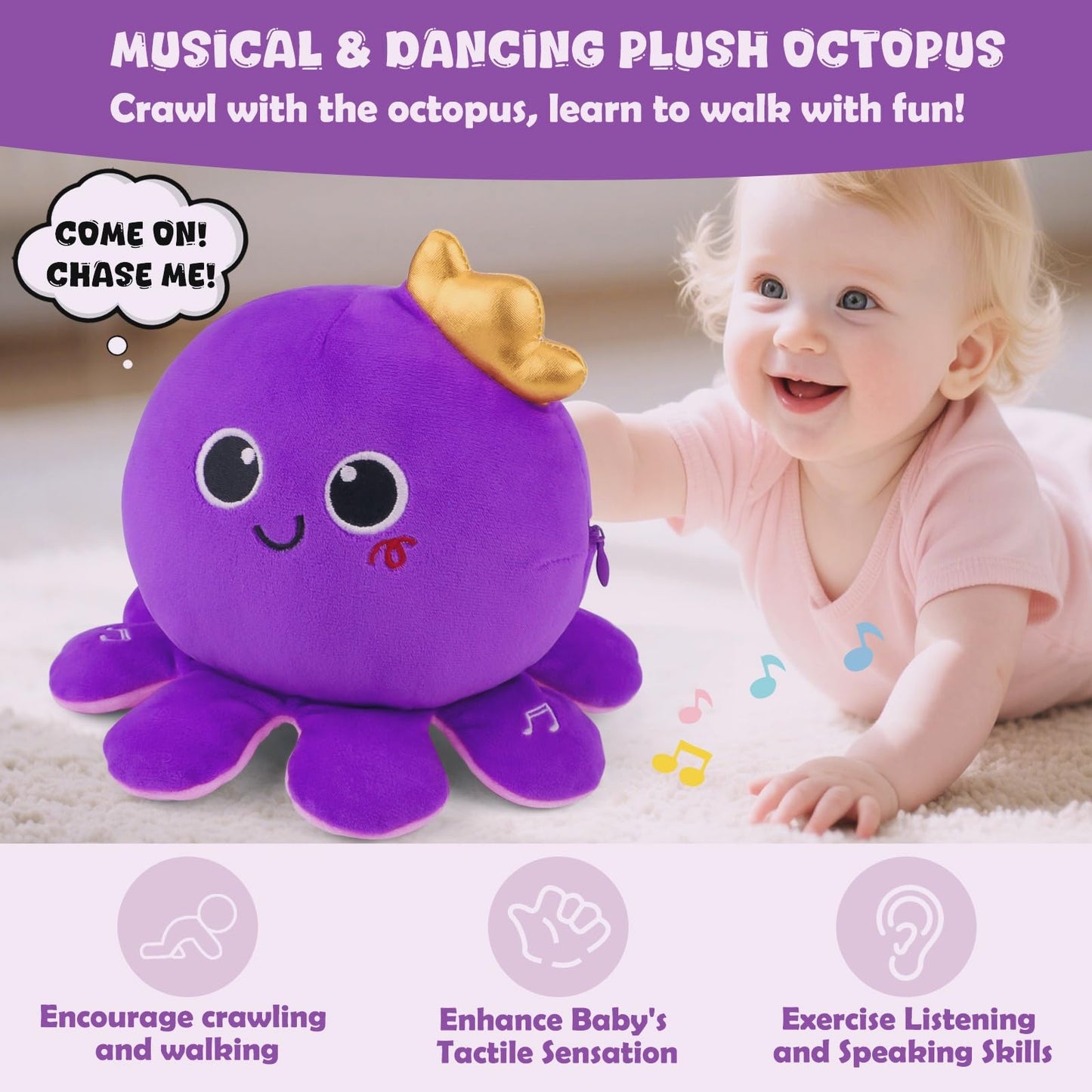 Nicknack Octopus Baby Crawling Toy – 97 Melodies & Language Learning