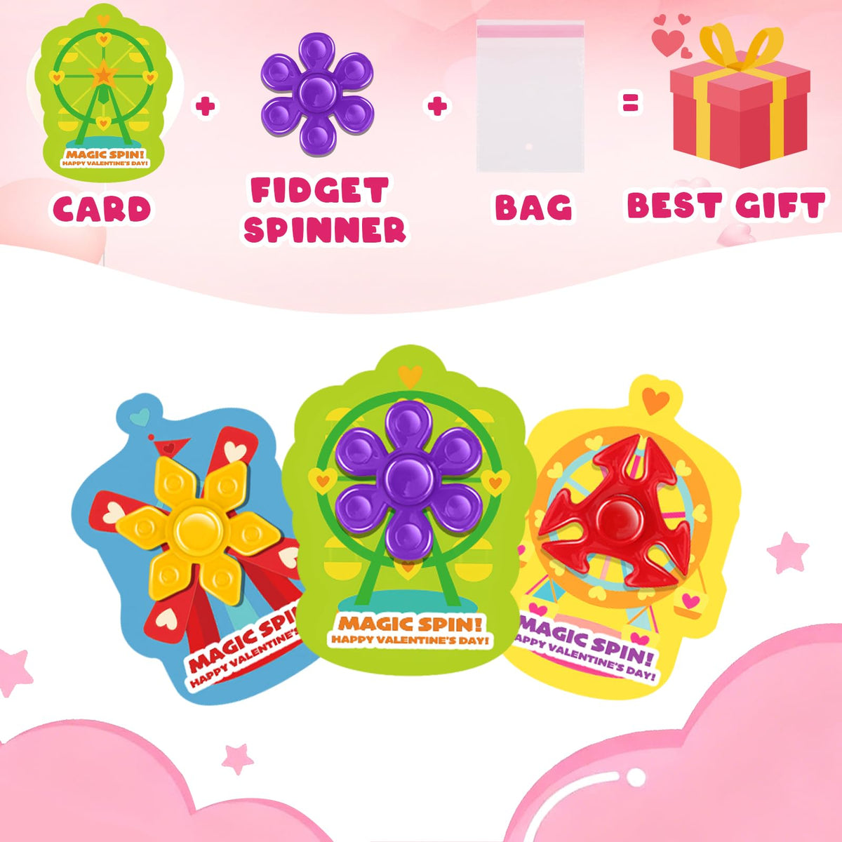 Nicknack 28pcs Fidget Spinner Valentine Gift Set for Kids