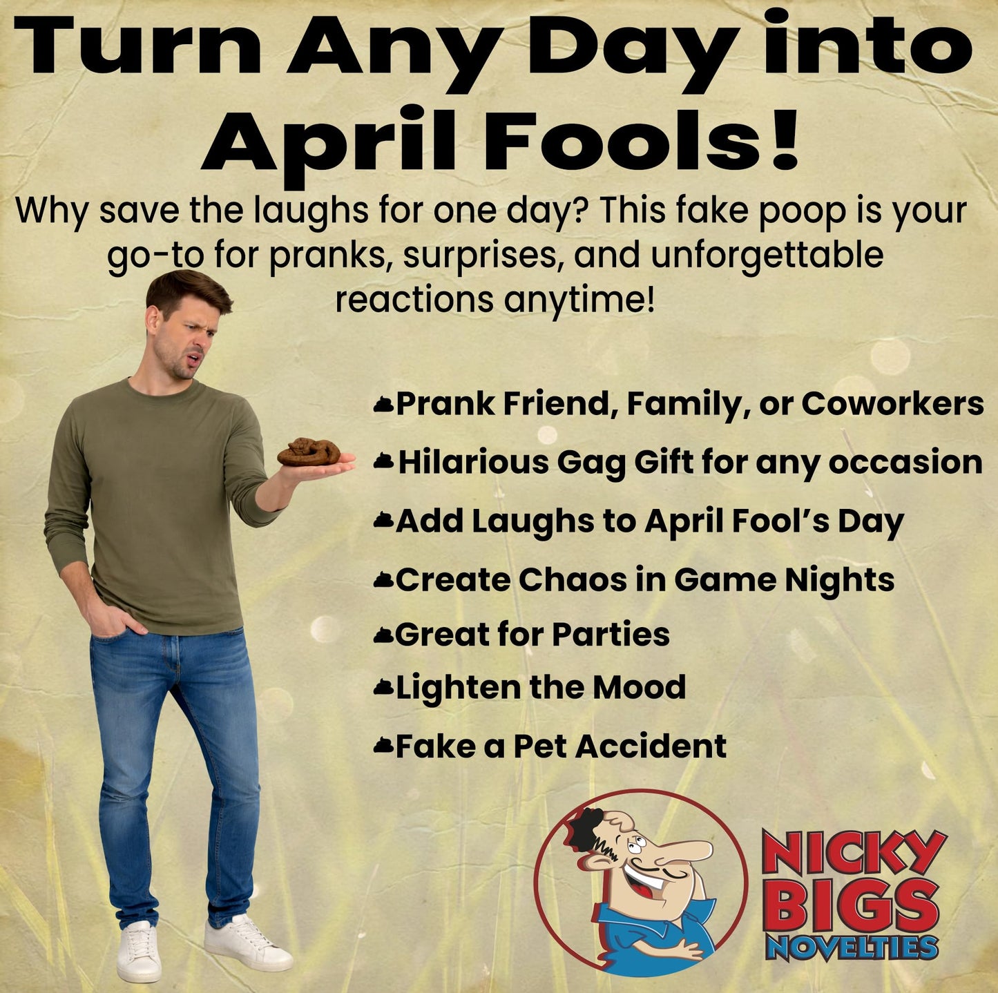 Nicky Bigs Novelties Fake Dog Poop Pile – Realistic Prank Prop