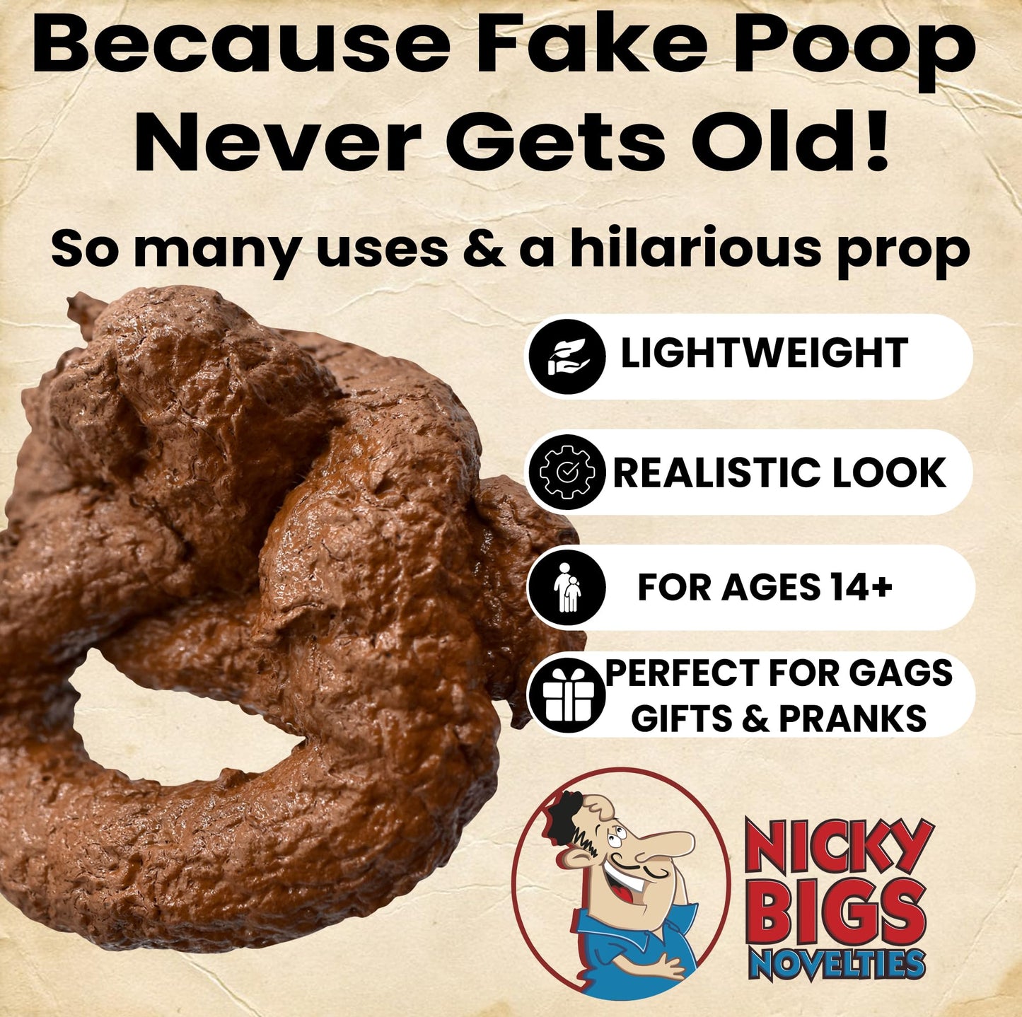 Nicky Bigs Novelties Fake Dog Poop Pile – Realistic Prank Prop