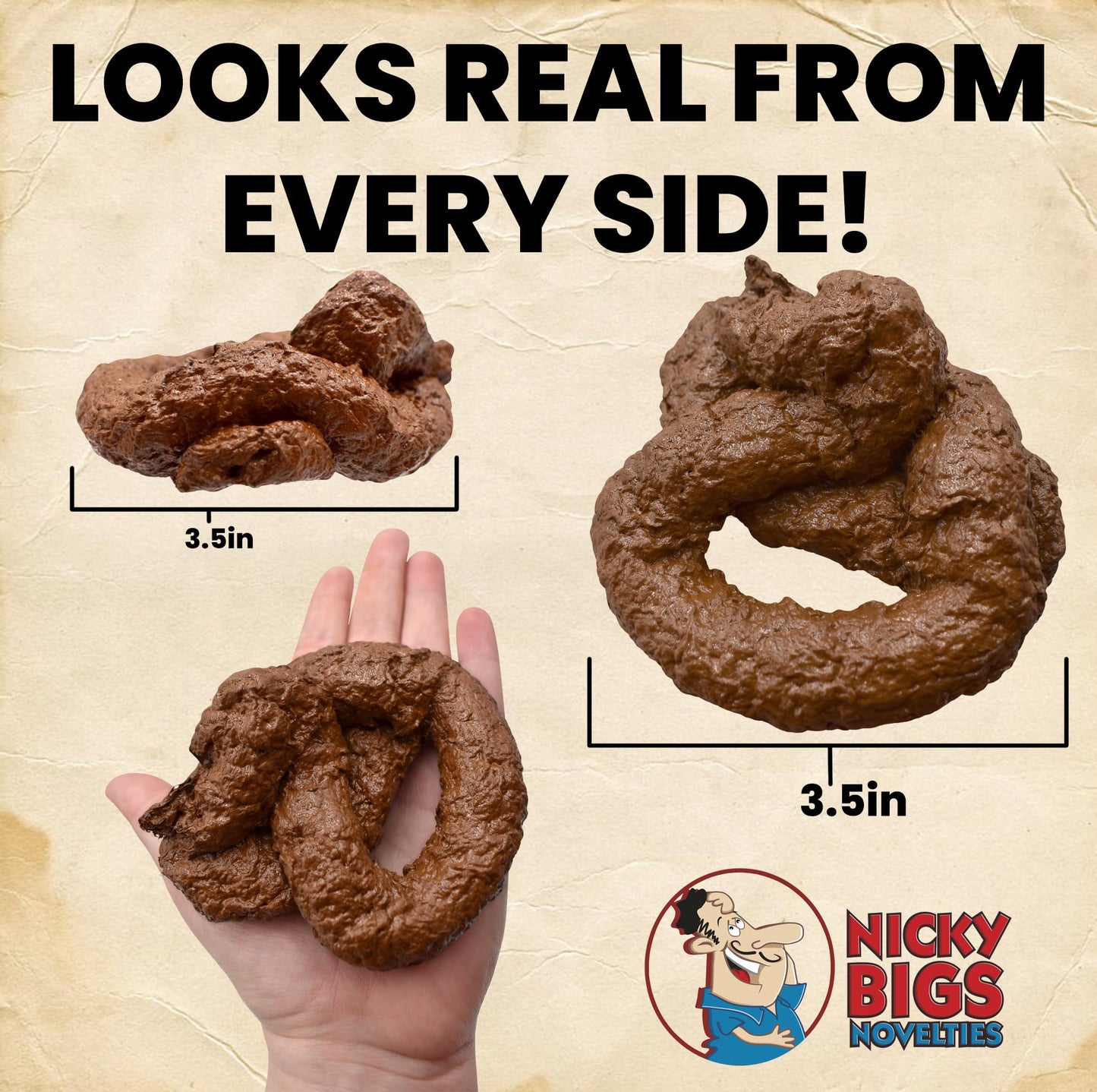 Nicky Bigs Novelties Fake Dog Poop Pile – Realistic Prank Prop