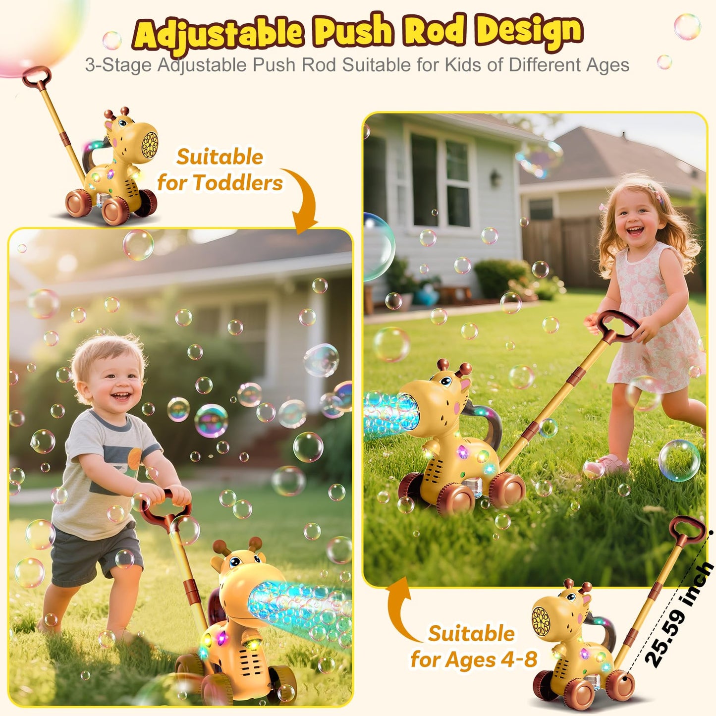 Nicmore Giraffe Bubble Machine – Automatic Dual-Mode Toddler Toy for Indoor & Outdoor Fun