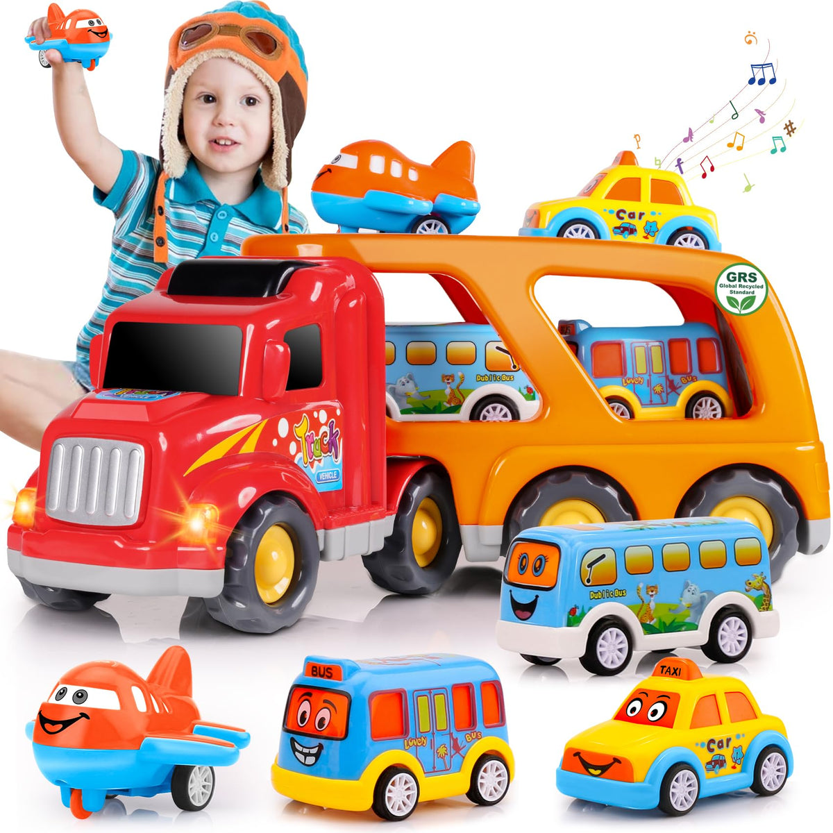 Nicmore Carrier Truck 5-in-1 Toddler Playset | Pretend City Transport Toys for 1-3 Year Olds