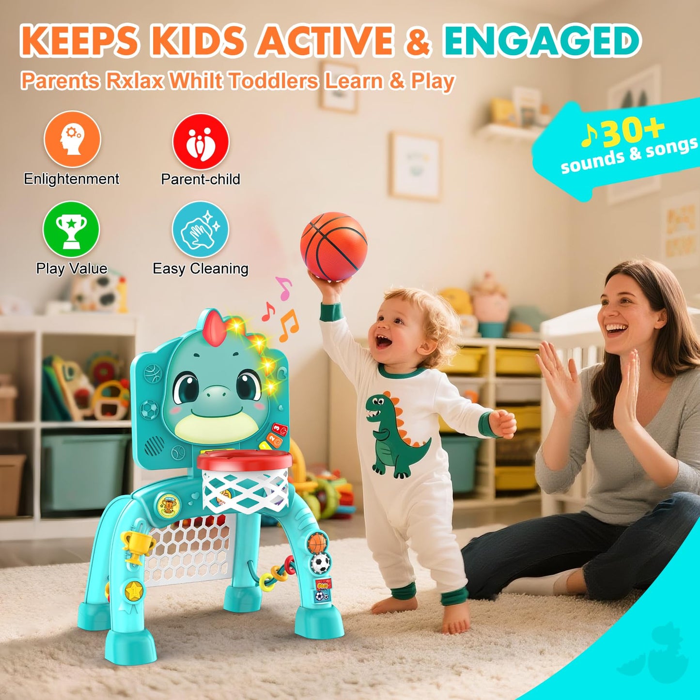 Nicmore Dinosaur 4-in-1 Kids Sports Toy – Indoor/Outdoor Play for Ages 1-3