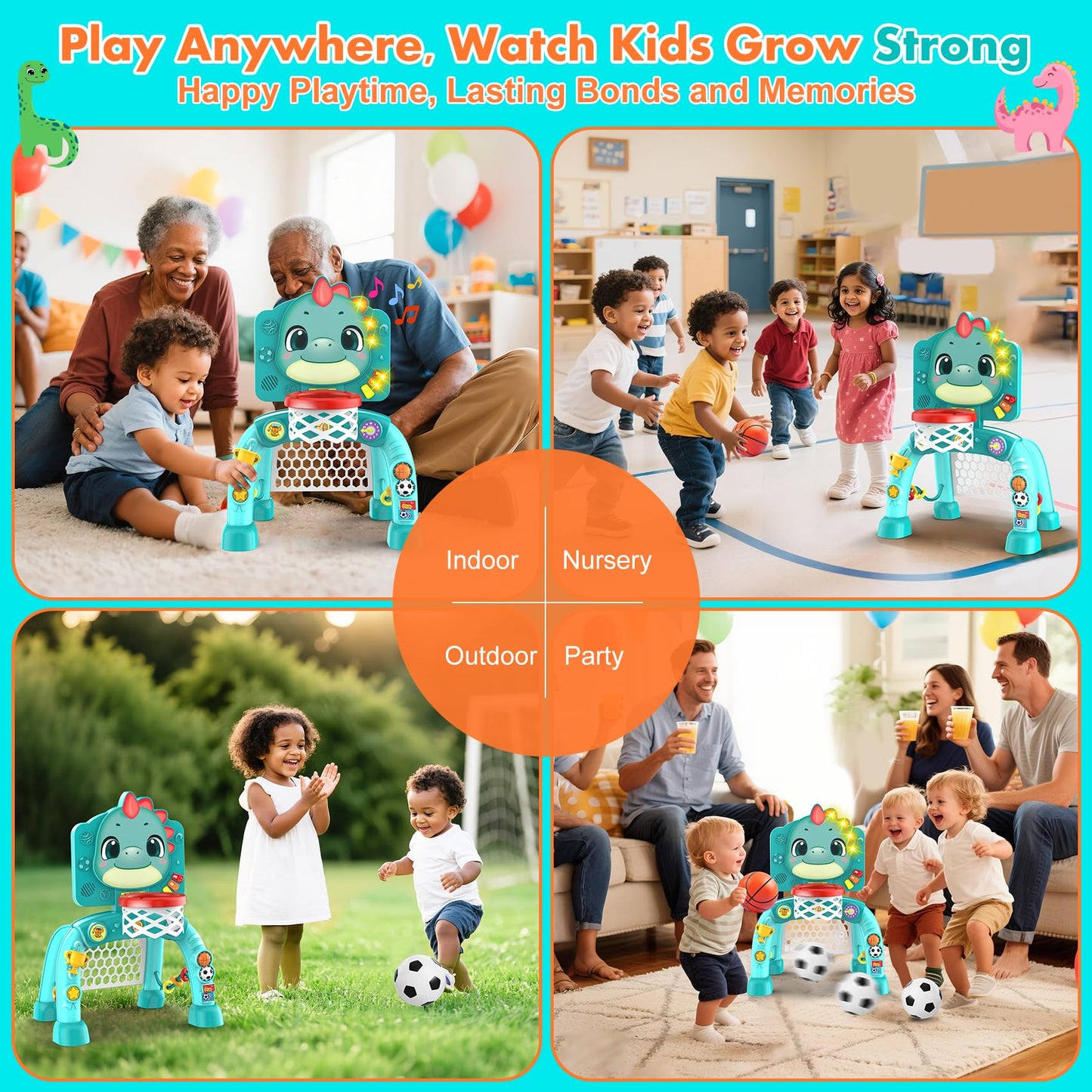Nicmore Dinosaur 4-in-1 Kids Sports Toy – Indoor/Outdoor Play for Ages 1-3