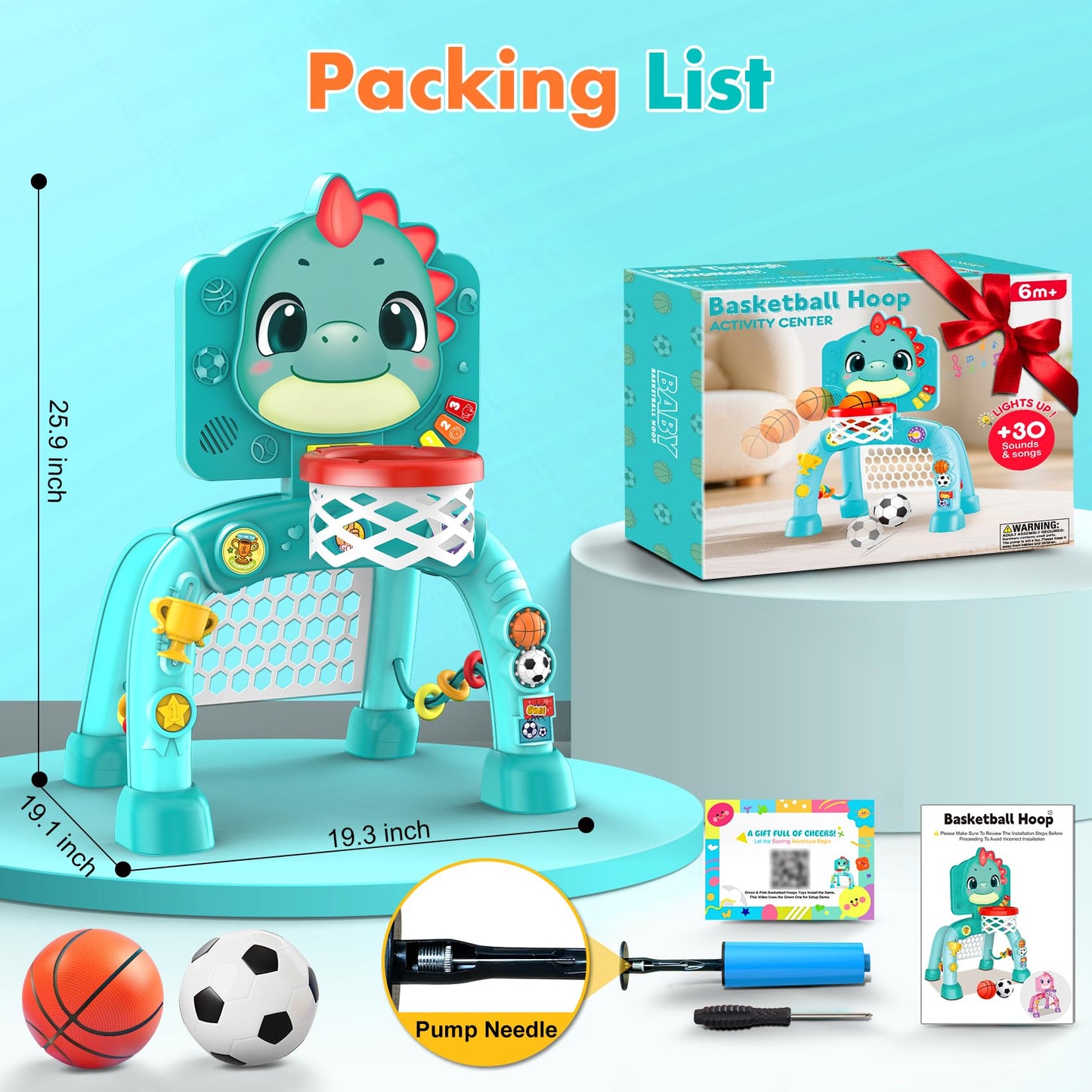 Nicmore Dinosaur 4-in-1 Kids Sports Toy – Indoor/Outdoor Play for Ages 1-3