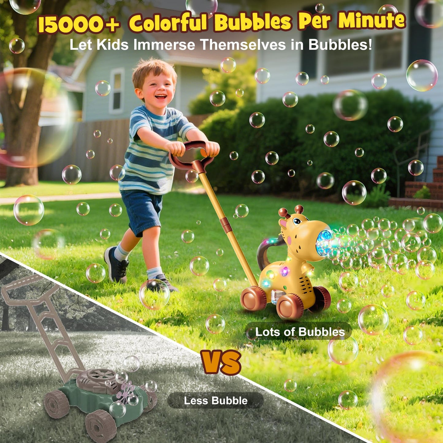 Nicmore Giraffe Bubble Machine – Automatic Dual-Mode Toddler Toy for Indoor & Outdoor Fun