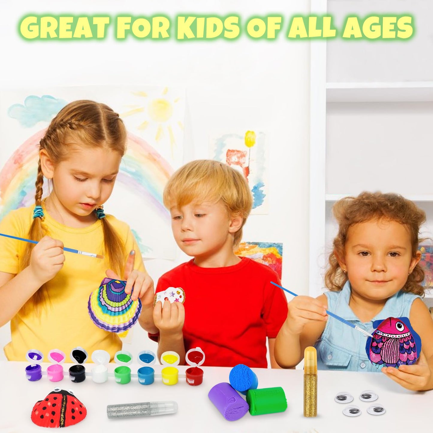 Nicmore Kids Sea Shell Art & Crafts — Glow-in-the-Dark Painting Kit for Ages 4–12