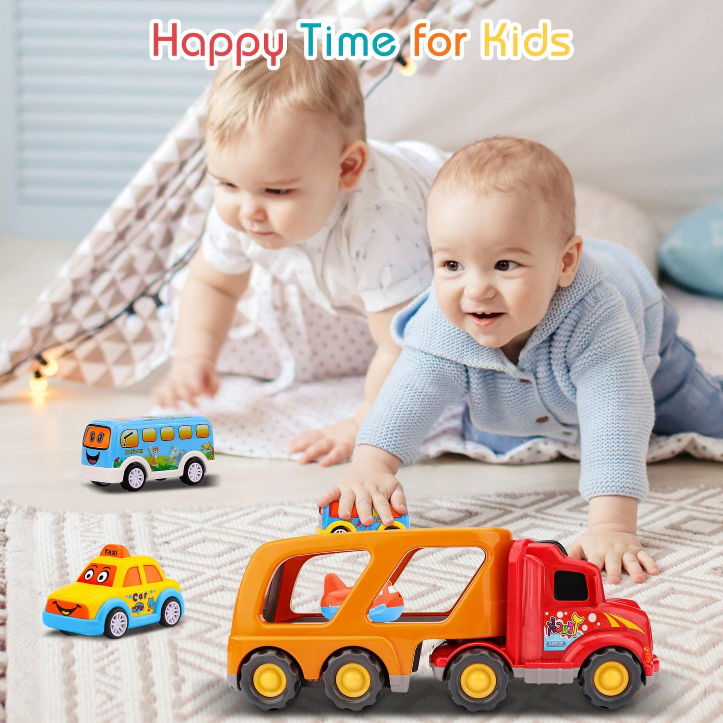 Nicmore Carrier Truck 5-in-1 Toddler Playset | Pretend City Transport Toys for 1-3 Year Olds