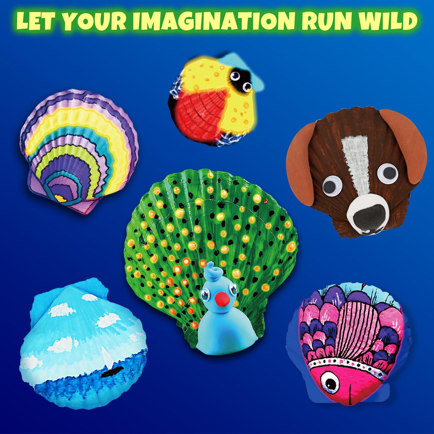 Nicmore Kids Sea Shell Art & Crafts — Glow-in-the-Dark Painting Kit for Ages 4–12