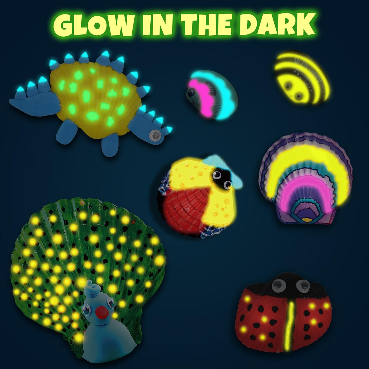 Nicmore Kids Sea Shell Art & Crafts — Glow-in-the-Dark Painting Kit for Ages 4–12