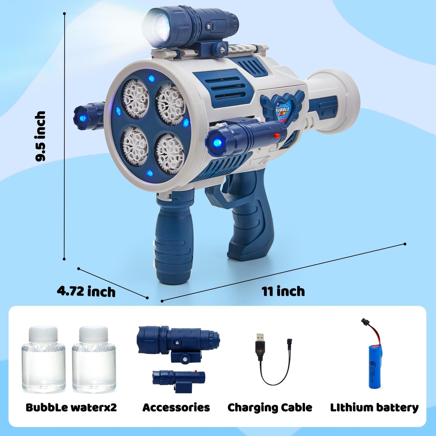 Nicojoy Bubble Gun with Upgraded 4-Fan Drives – Automatic Bubble Blower for Kids & Adults