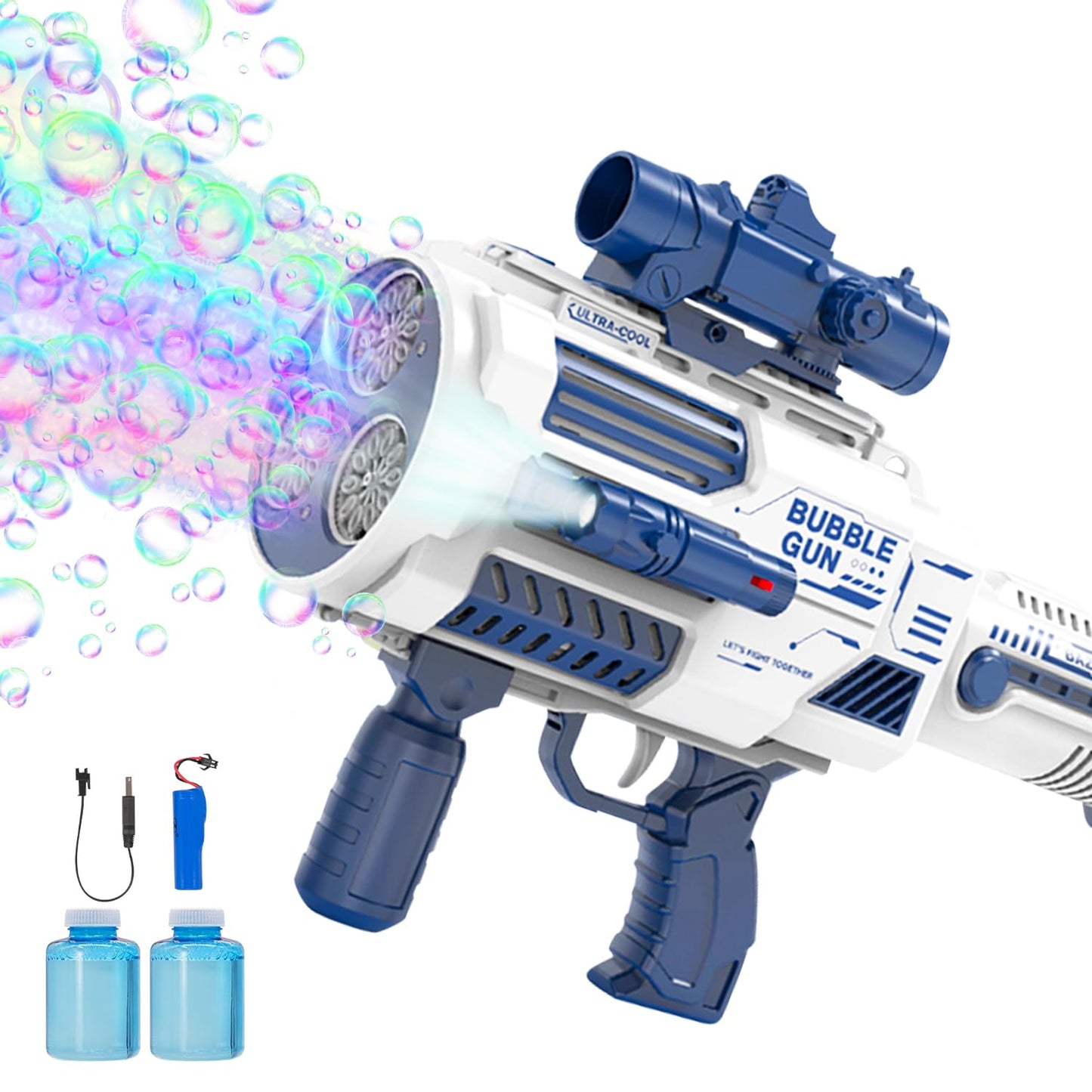 nicojoy Bubble Guns Automatic with Built-in Solution – 3 Fans, 6x Lens
