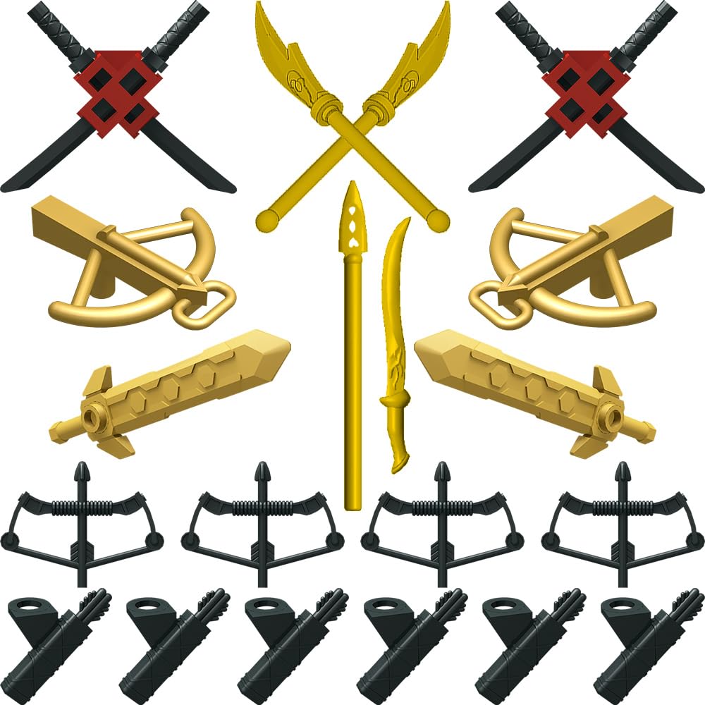 Nicolababe Weapon Pack for Minifigures – Medieval Knight Weapons Set with Horse Carriage, Compatible with All Major Brands