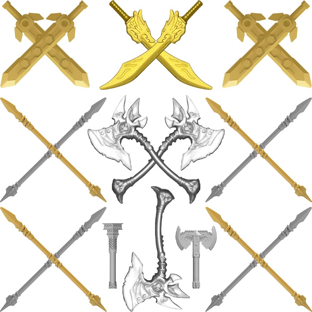 Nicolababe Weapon Pack for Minifigures – Medieval Knight Weapons Set with Horse Carriage, Compatible with All Major Brands