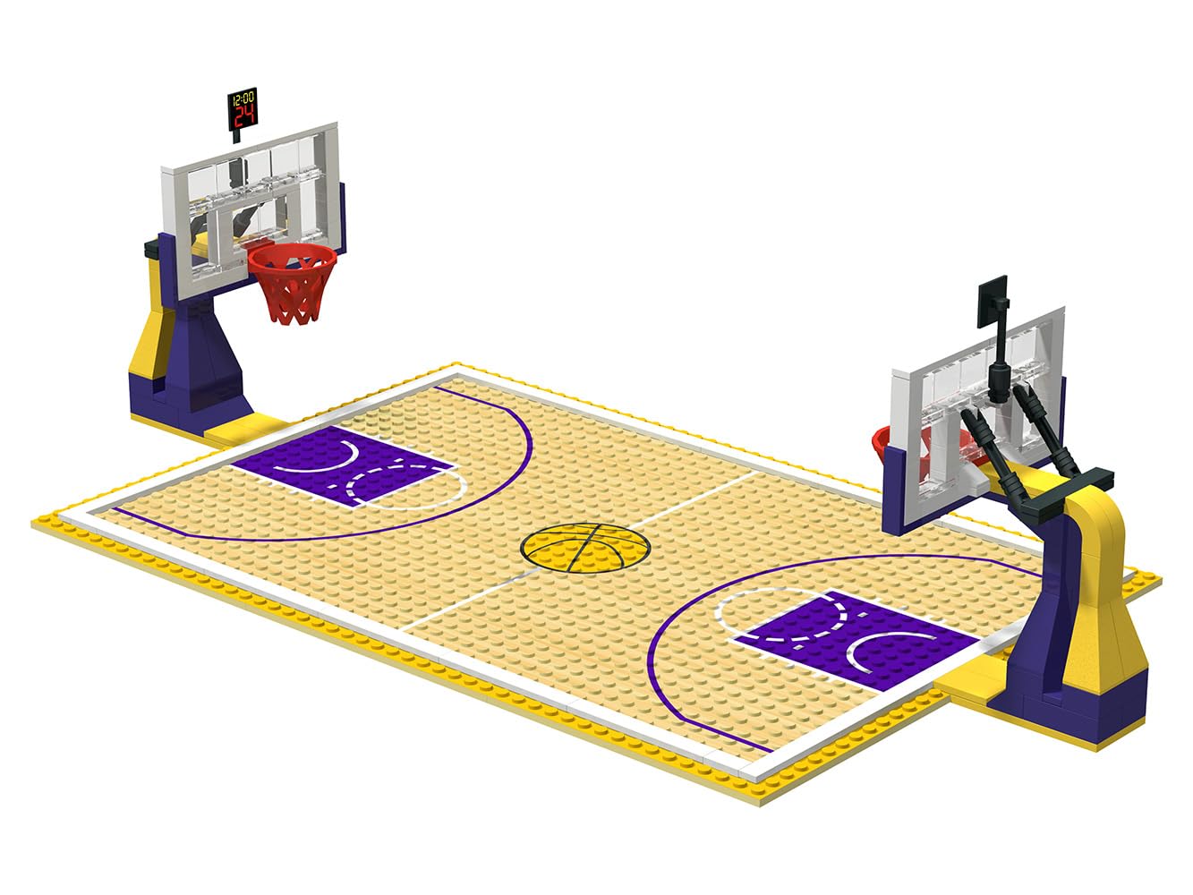 Nicolababe Building Blocks Basketball Court Baseplates & Hoops – Yellow Playset