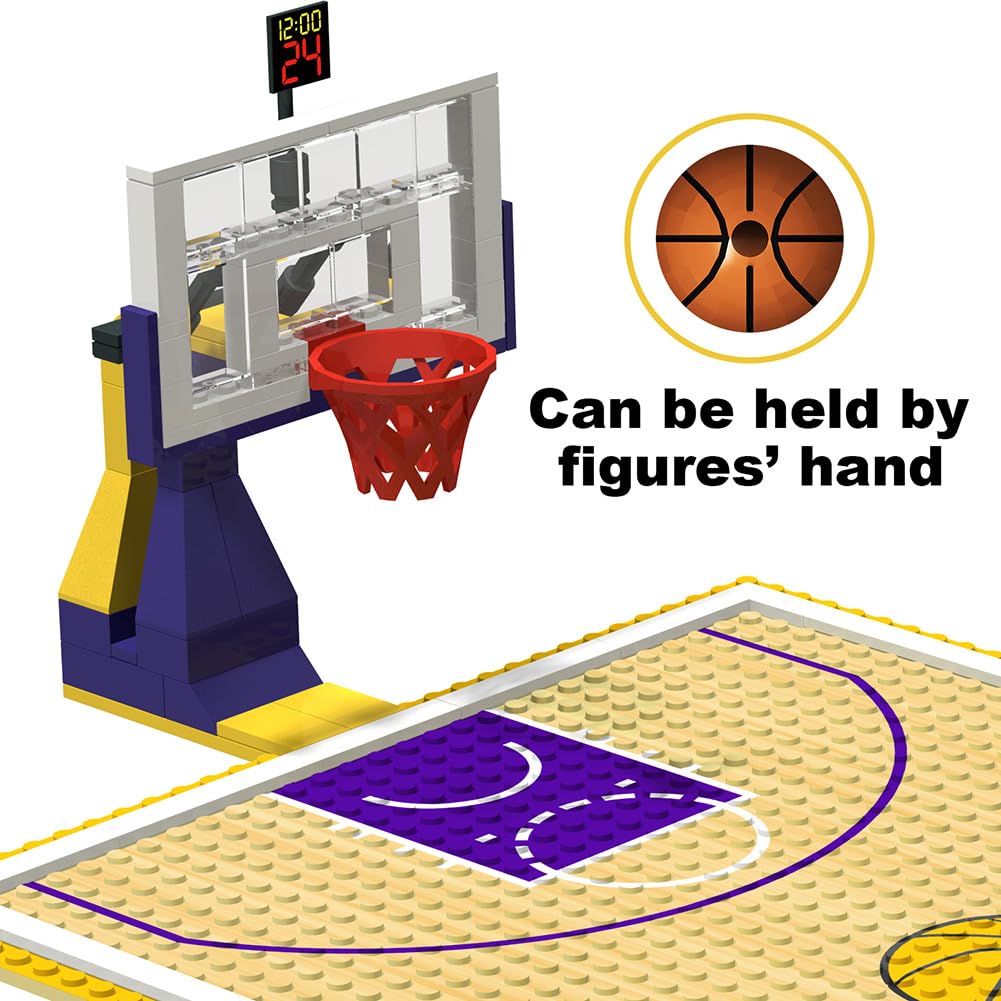 Nicolababe Building Blocks Basketball Court Baseplates & Hoops – Yellow Playset