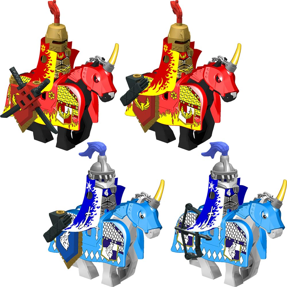 Nicolababe Weapon Pack for Minifigures – Medieval Knight Weapons Set with Horse Carriage, Compatible with All Major Brands