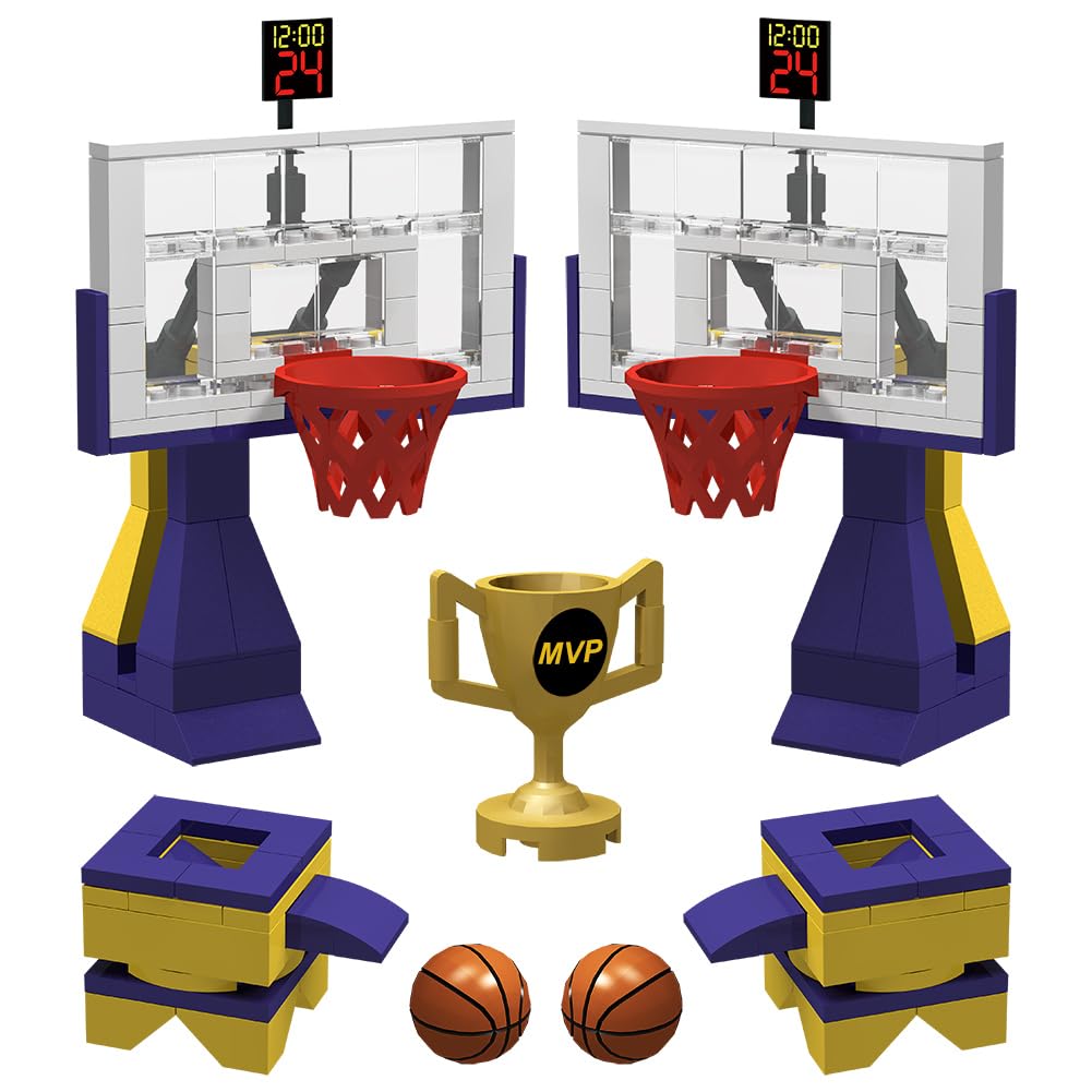 Nicolababe Building Blocks Basketball Court Baseplates & Hoops – Yellow Playset