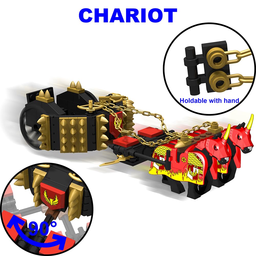 Nicolababe Weapon Pack for Minifigures – Medieval Knight Weapons Set with Horse Carriage, Compatible with All Major Brands