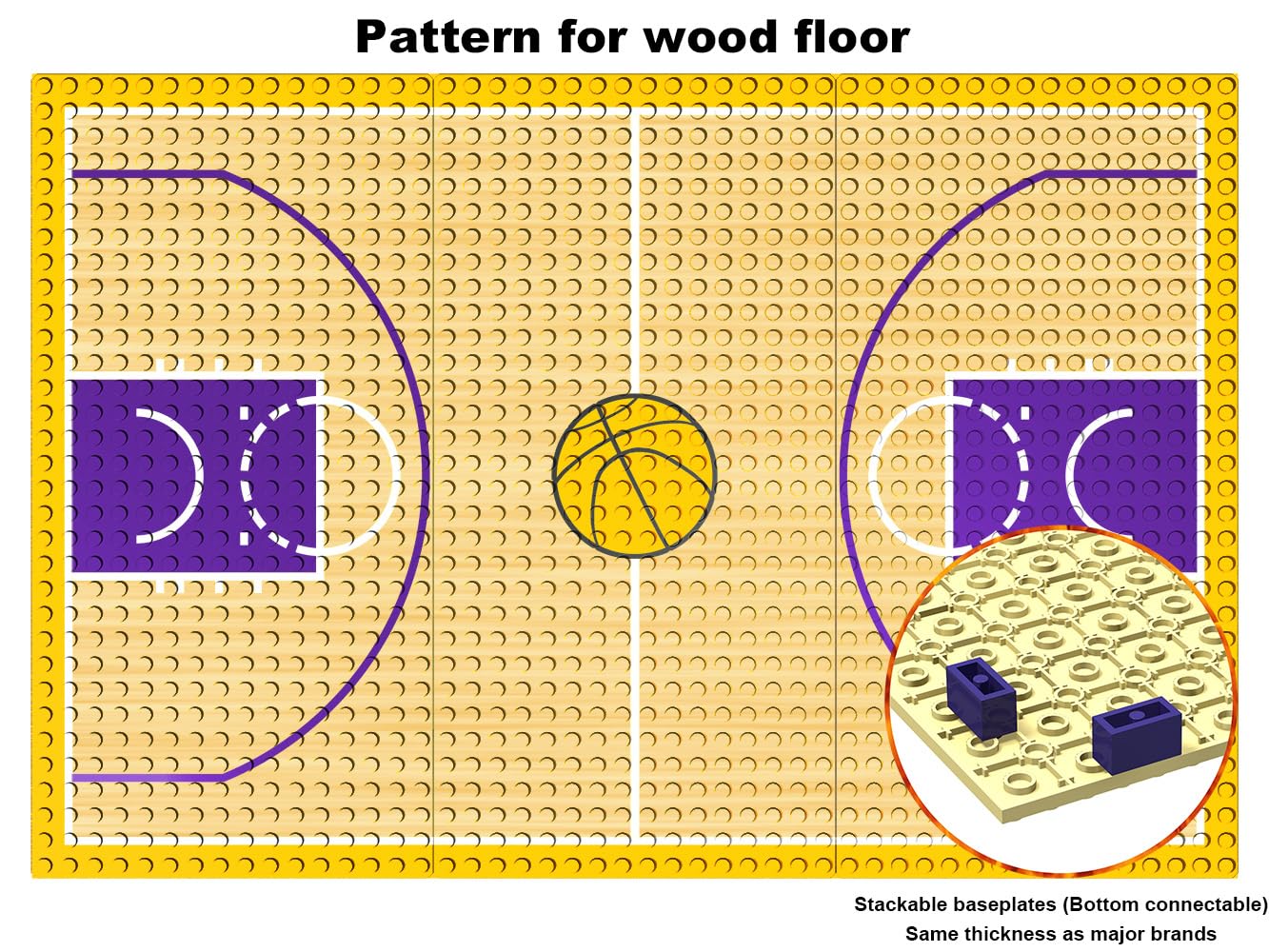 Nicolababe Building Blocks Basketball Court Baseplates & Hoops – Yellow Playset