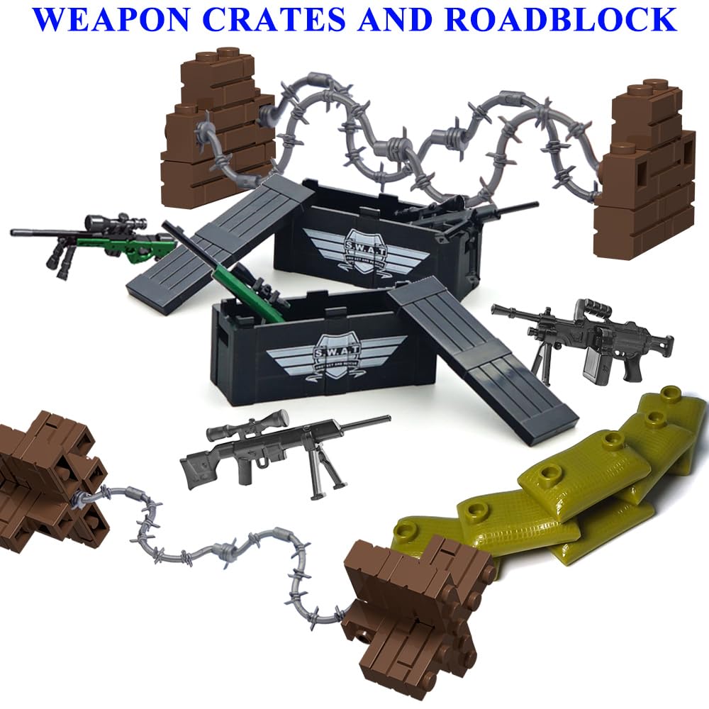 Nicolababe Weapon Pack | Military Weapon Set for Minifigures with Helmet, Armor, Cloak & Motorcycles