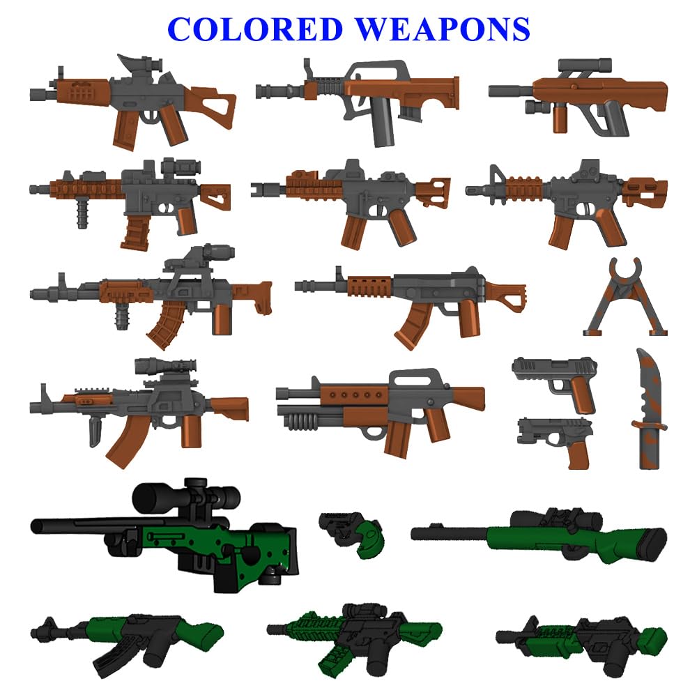 Nicolababe Weapon Pack | Military Weapon Set for Minifigures with Helmet, Armor, Cloak & Motorcycles