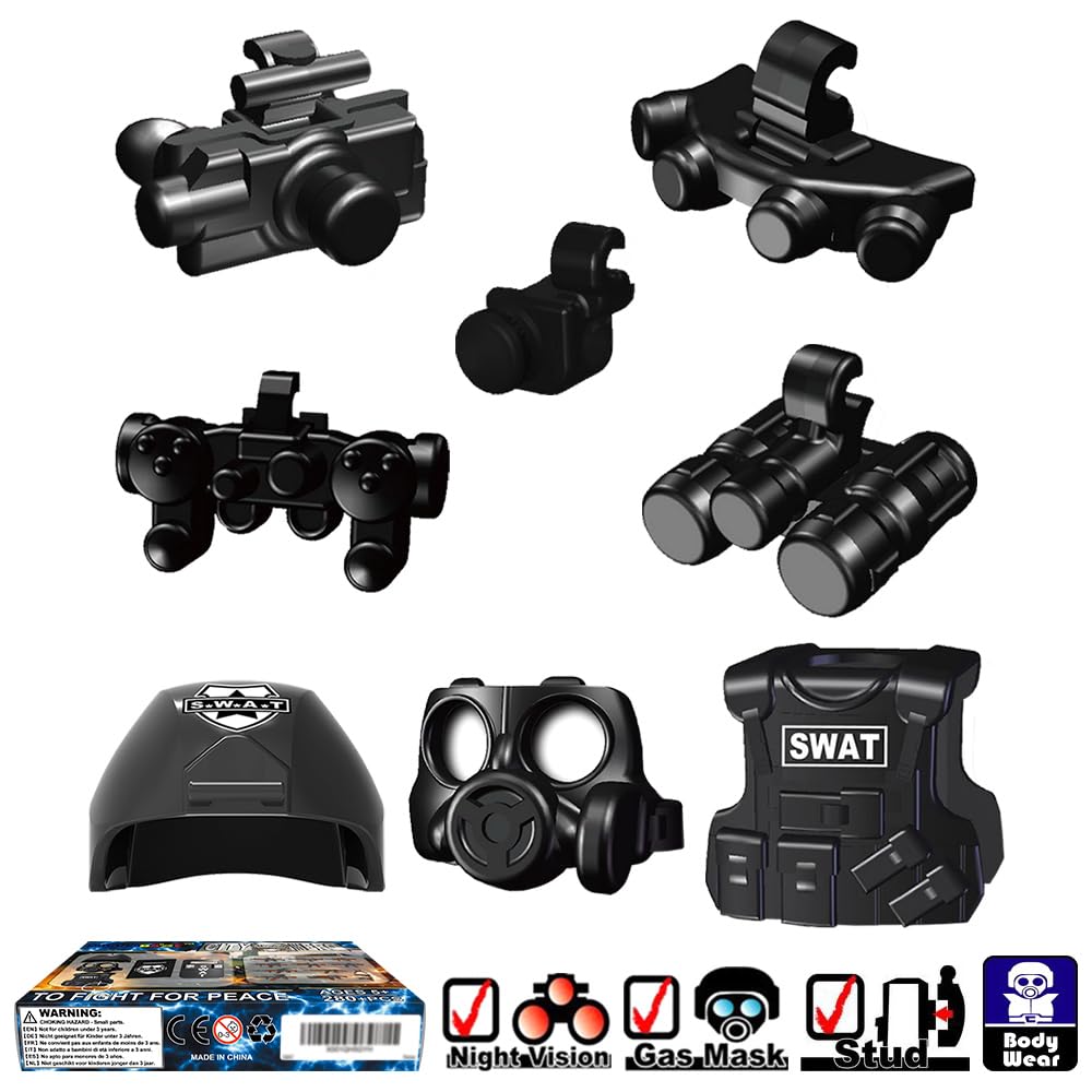 Nicolababe Weapon Pack | Military Weapon Set for Minifigures with Helmet, Armor, Cloak & Motorcycles