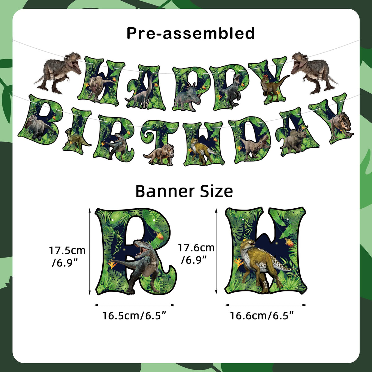 NICOWARM Dinosaur Birthday Party Decorations Set – Pre-assembled Banner, Hanging Swirls & Honeycomb Centerpieces