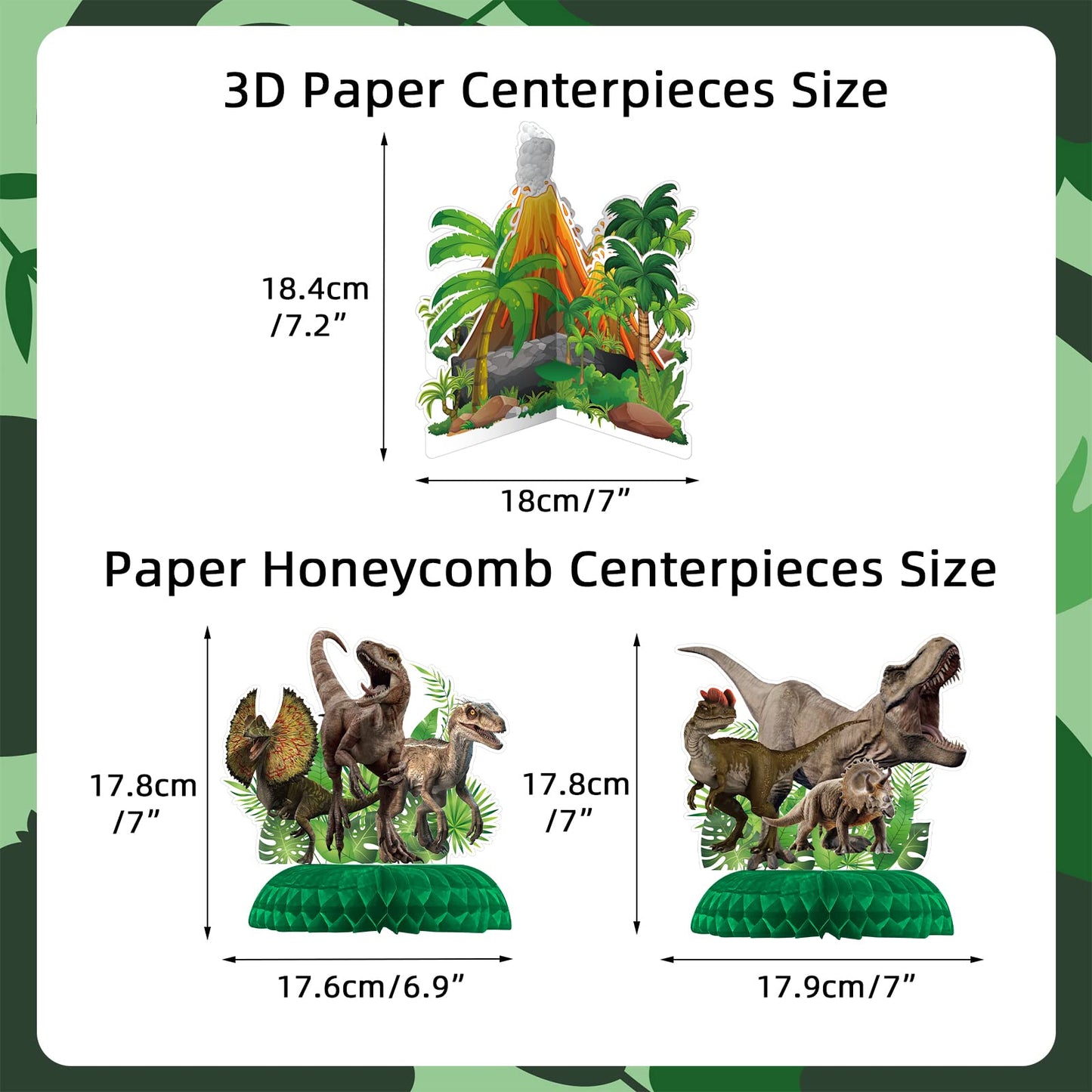 NICOWARM Dinosaur Birthday Party Decorations Set – Pre-assembled Banner, Hanging Swirls & Honeycomb Centerpieces