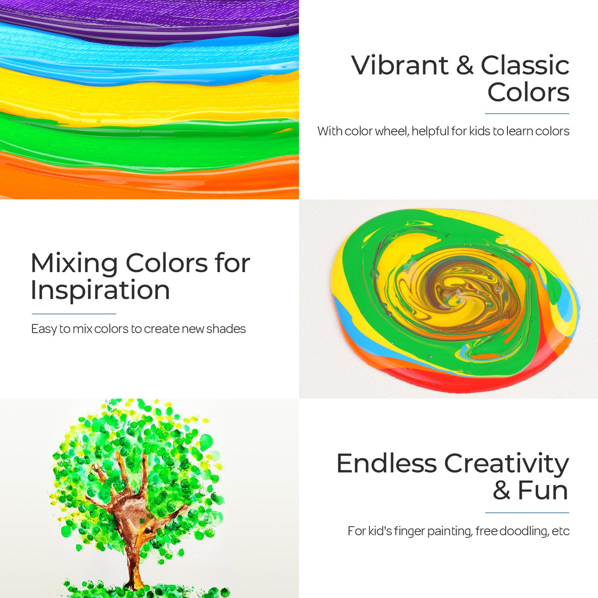 Nicpro 8 Colors Washable Paint Set for Kids - 4oz Tempera, Non-Toxic & Easy Clean Art Supplies