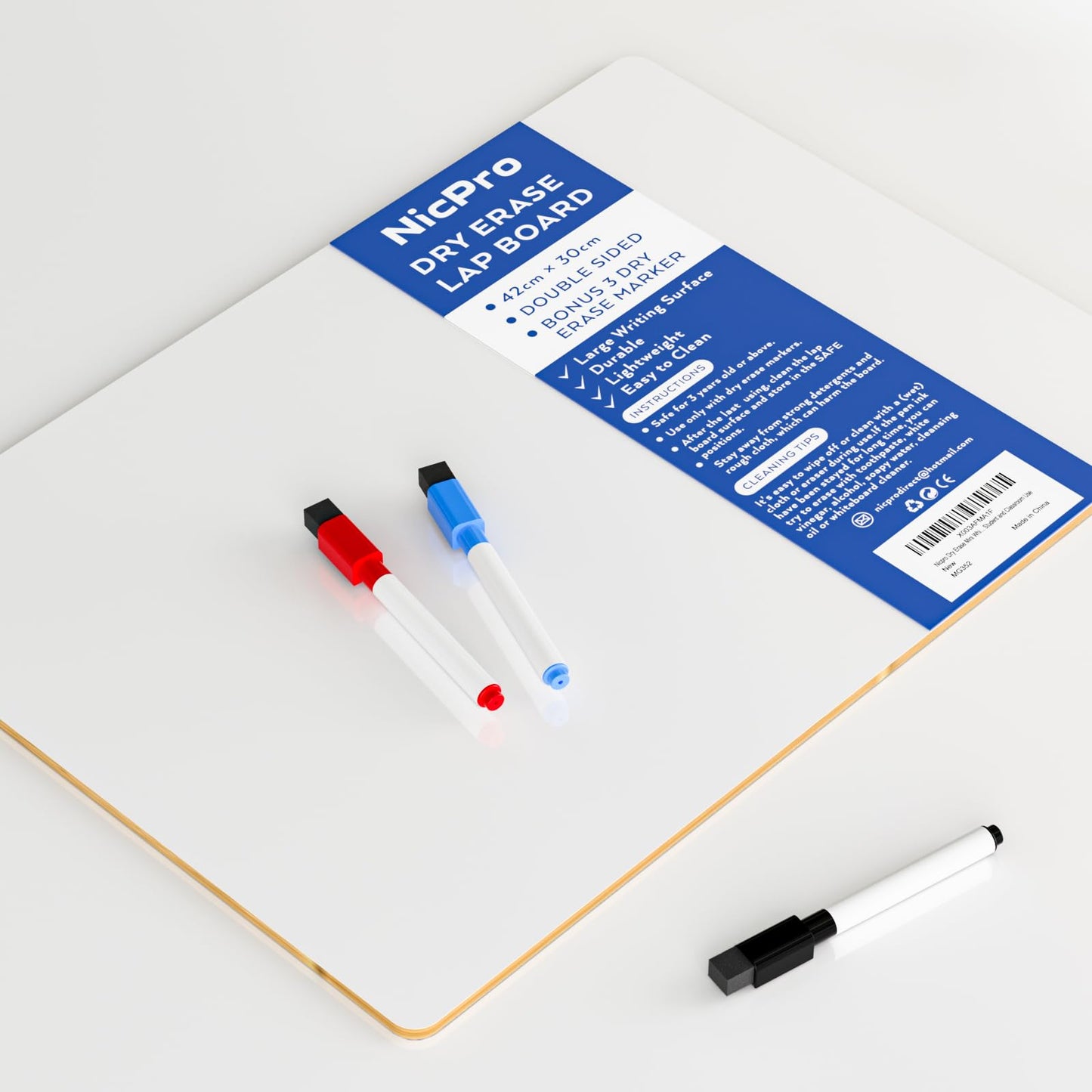 Nicpro 12 x 16 Inches Lapboard – Double-Sided Dry Erase Whiteboard for Kids, Students & Classroom