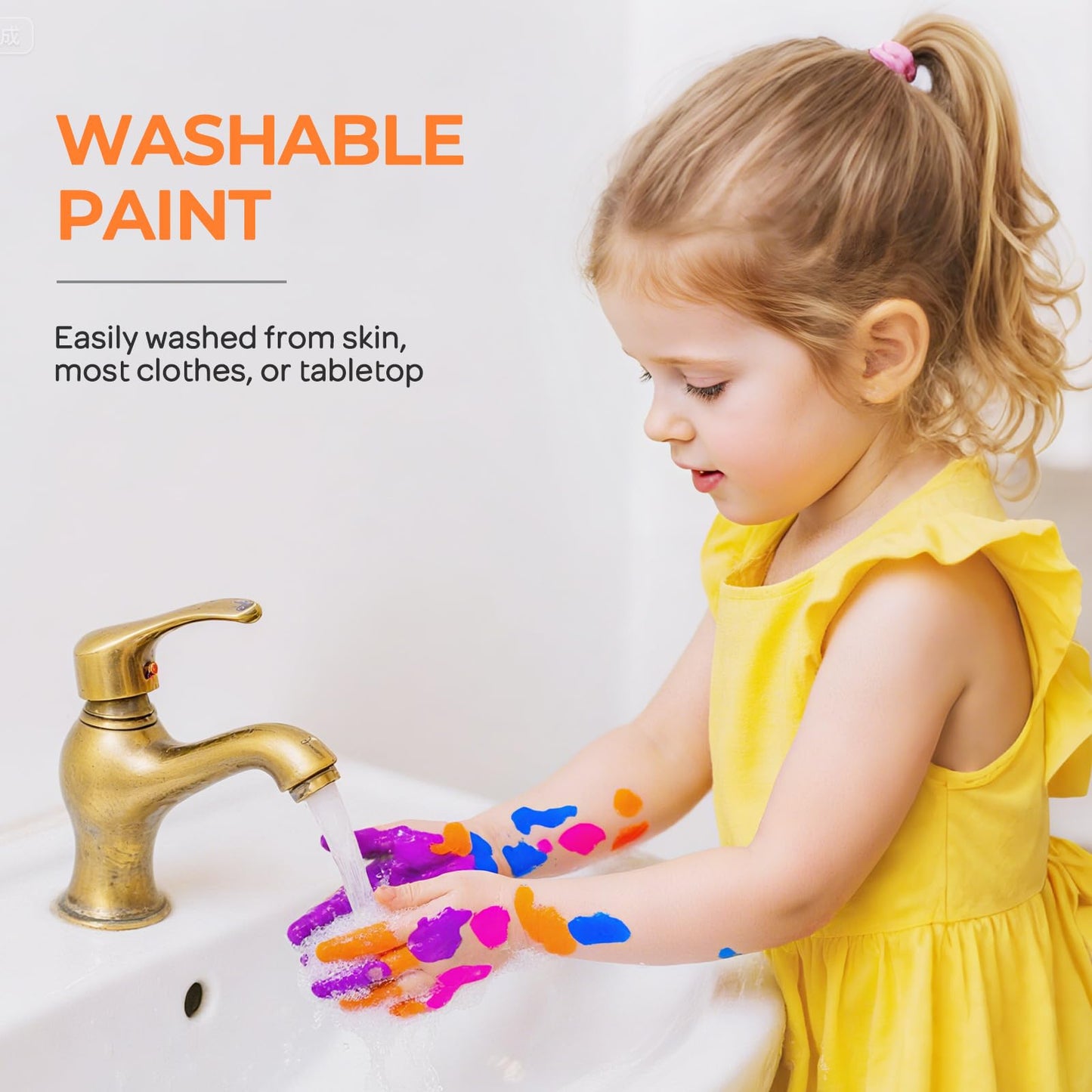 Nicpro 6-Color Fluorescent Washable Tempera Paint Set – 16.9 oz, UV Glow, Non-Toxic