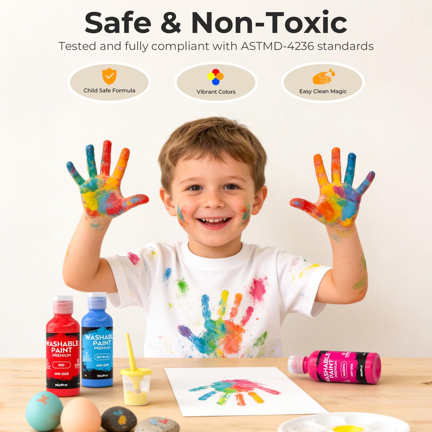 Nicpro 12Colors Washable Paint Set for Kids – Non-Toxic & Mess-Free
